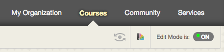 Screenshot of courses tab with edit mode on